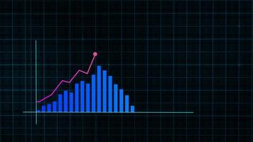 Linear chart of digital income made in tech style with high tech grid background. Concept for presentations, advertising and showing profitability and statistics video