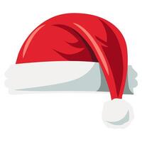 Realistic Santa Claus hat, holiday cap to xmas illustration. New Year red hat. vector