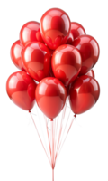 Vibrant cluster of red balloons, cut out transparent png