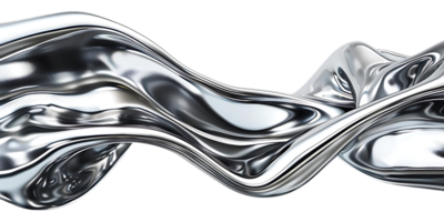 Silver Liquid Flows and Swirls with a Transparent Background png