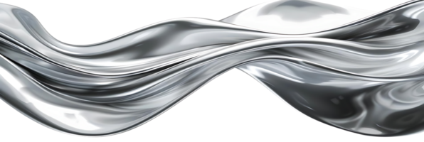 Silver Liquid Waving on a Transparent Background, Abstract Smooth Shiny Metal Drape, Abstract Background Images png