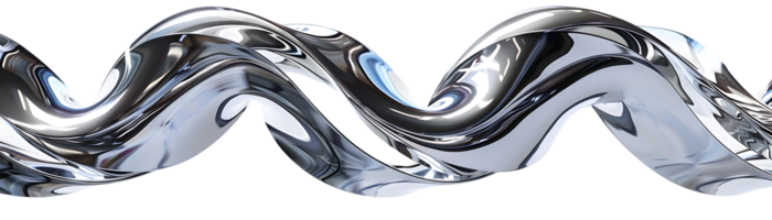 Abstract Chrome Waves with a Transparent Background A Shiny, Reflective Design for Modern Visuals png