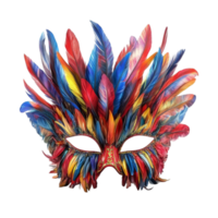 Vibrant Feather Carnival Mask AI-Generative png