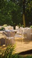 outdoor patio chair and table in cafe restaurant video