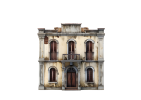 Old Italian Facade with Shutters. Isolated on transparent background png