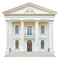 A Majestic Neoclassical Facade Elegant Columns, Arched Windows, and a Grand Entrance Beckon Visitors to This Stately Building. png