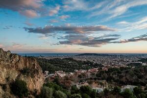 Panoramic view of the city of Barcelona from the northern quarter called El Coll . photo