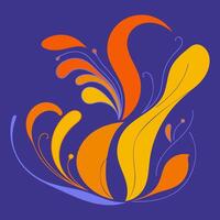 Abstract Flower Design with Orange and Yellow Shapes on Purple Background. A digital illustration showcasing an abstract flower design composed of vibrant orange and yellow shapes. vector