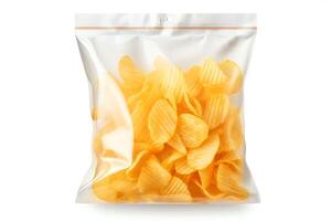 A bag of chips is a convenient and popular snack food photo