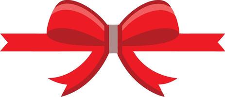 A red bow with a ribbon is tied in a classic style, ready to be placed on a present vector