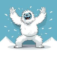 Yeti cartoon character with snow on his face vector