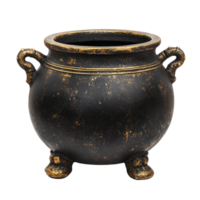 a black pot with a gold handle png