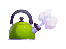 Boiling kettle, isolated cartoon teapot vector