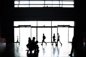 Silhouettes in Maria Zambrano Railroad Station Lobby, Malaga, Spain photo