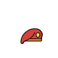 A red hat with a yellow and red band vector