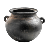 Black Ceramic Pot with Two Handles png