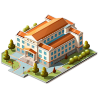 an illustration of a building with a clock tower png