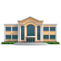 3D School building front view isolate on transparency background png