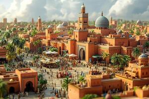 Djemaa el-Fna Marrakech Morocco top view realistic photo beautiful background