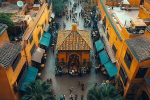 Djemaa el-Fna Marrakech Morocco top view photo beautiful background