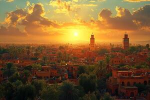 Djemaa el-Fna Marrakech Morocco top view realistic place beautiful background photo