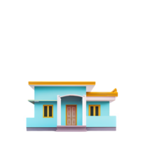 A small house with a blue roof and yellow trim png