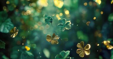 Green shamrock and clover leaves background. St. Patrick's Day video