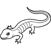 a skink crawling on the ground, with a smooth, shiny body and small limbs, illustration line vector