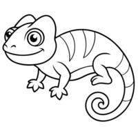 cute chameleon, illustration line art vector