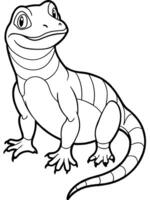 monitor lizard full, illustration line art vector