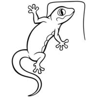 a gecko clinging to a wall with detailed toes and smooth body lines, illustration line art vector