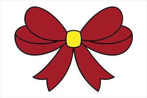 A red bow with a yellow center vector