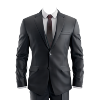 A classic dark grey suit with a white shirt and a burgundy tie. The suit is tailored and well-fitting. png