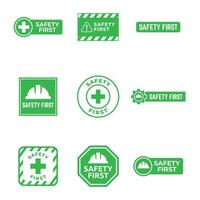 Safety first labels set illustration vector