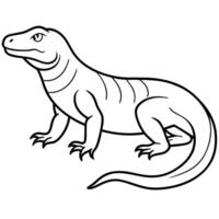 make a komodo dragon art illustration design on a white background, illustration line vector