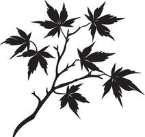 Maple branch with leaves clean simple icon silhouette black vector