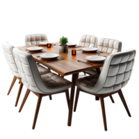 Dinning table with chairs on transparent png