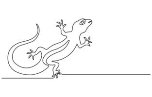 A continuous line drawing of a lizard vector