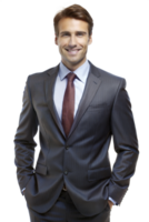 Confident man in a formal suit standing indoors png