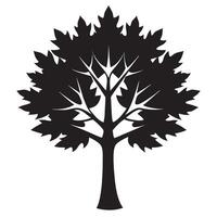 A black and white silhouette of maple tree vector