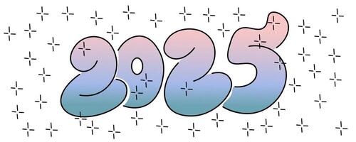 new year banner with number 2025 in graffiti style vector