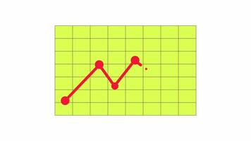 Rising up data points line chart against grid pattern 2D object animation. Increase profits sales cartoon 4K , alpha channel. Economy statistics animated flat item on white background video