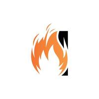 I letter logo design in fire initial style Premium vector