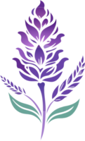 Purple Stencil Lavender Stems Floral Art. . png