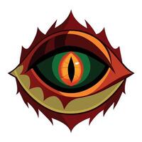 An eye with a green and red eye on it vector