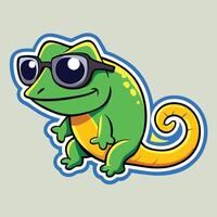 Playful Chameleon Sticker Displaying Curiosity and Style vector