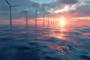 Offshore Wind Farm at Sunset Renewable Energy and Sustainability photo