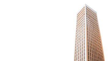 A tall modern office building, isolated on a transparent background. Ideal for architecture and urban themes. png