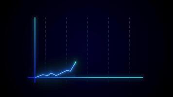 Neon blue line graph on dark background, symbolizing data trends. video