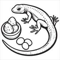 Caring Lizard Near Its Eggs vector